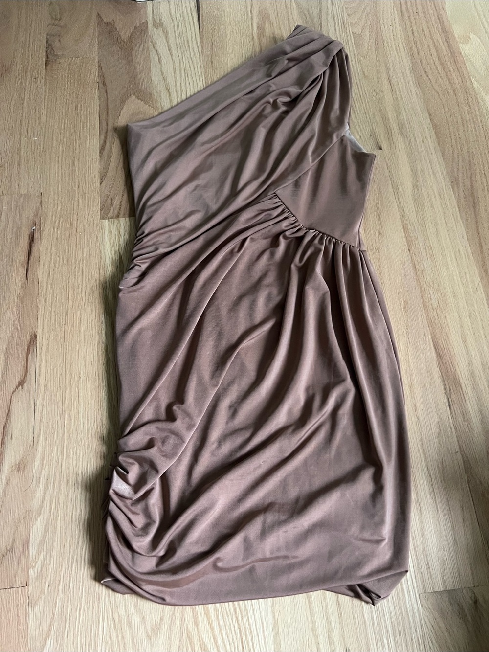 One-Shoulder Taupe Women’s Dress - WOW Couture